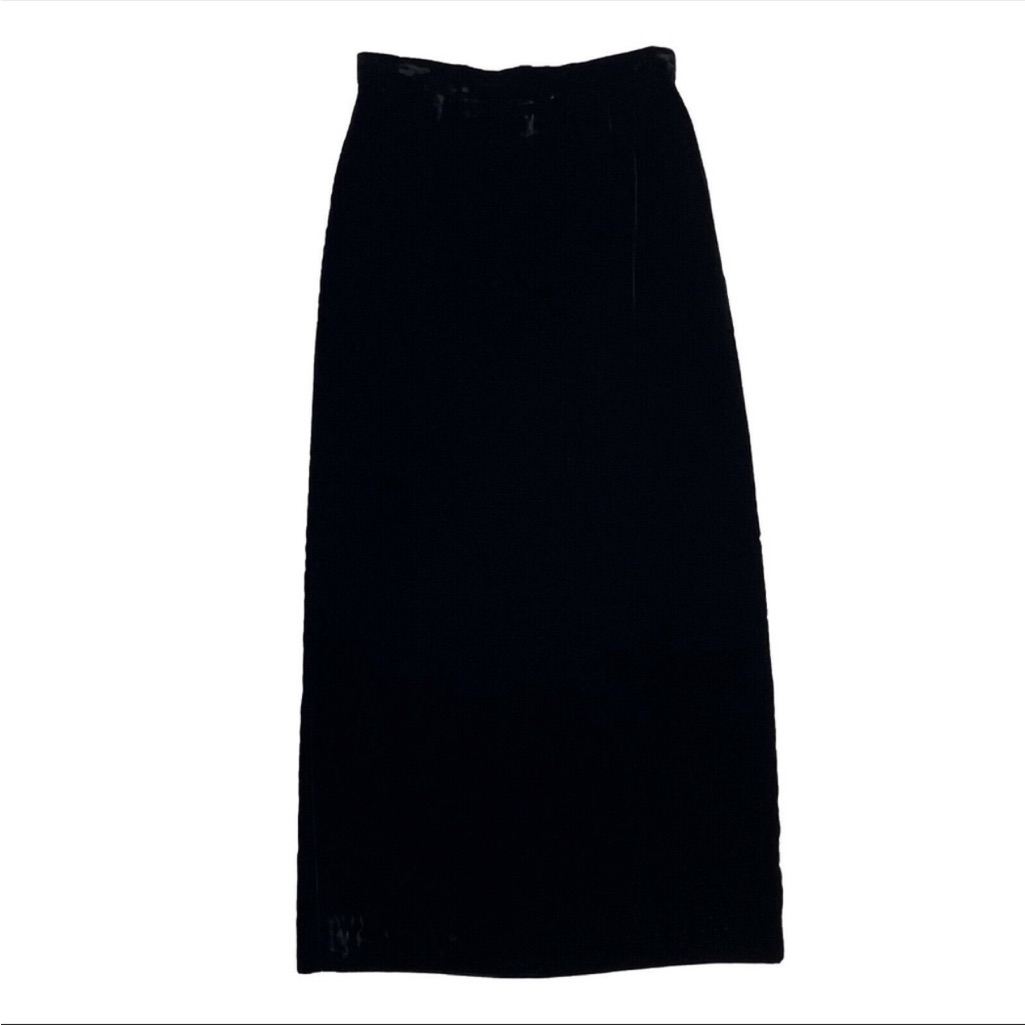 Oleg Cassini Women’s Size 8 Black Velvet Vintage Slit Back High Waistmaxiskirt